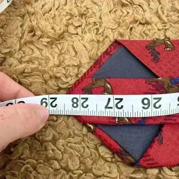 BD Baggies Playful Horse Print Tie - Red Plaid Design - Picture 3 of 4